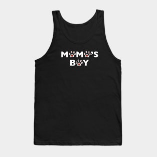 Mama's Boy text with doodle paw prints with heart Tank Top